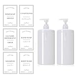 シャンプーボトル 詰め替えボトル シャンプー 大容量 1000ml ィスペンサー 詰め替え 広口 プレスポンプ バスルーム キッチン 寝室に適しています 2本セット (透明ホワイト)