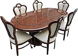 サルタレッリ Saltarelli フローレンス ダイニングテーブル 7点セット 200cm 250cm 伸長式 2本脚 楕円 ダイニングチェア 6脚 イタリア製 ウォールナットカラー