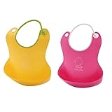 GSCH 2pack 防水よだれかけ 软围兜 (ピンク+イエロー)