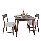 ウォールナット材天然木ダイニング3点セット アイボリー