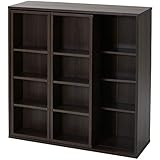 山善(YAMAZEN) 書棚 ウォルナット 90×29×92cm スライド本棚 コミック370冊収納 棚可動式 上下連結 CRSS-9090(WL)