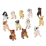 F Fityle 犬 飾り 置物 インテリア 小さい オブジェ ワンちゃん　インテリア　 ミニサイズ 12匹 セット