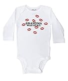 バッフル" Grandma was here "長袖ホワイトコットンOnesie – ベビー服 カラー: ホワイト