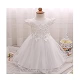 Candykidsベビードレス ベビーデイジー 結婚式 セレモニードレス フォーマルドレス 子供服 女の子 　赤ちゃん お宮参り ベビードレス フォーマルドレス (70CM, ホワイト)