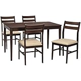 Baobei ダイニングテーブル 5点セット 120cm幅 天然木 レザー座面 ブラウン アンドリア