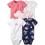 Carter's(カーターズ) 5パックショートスリーブオリジナルボディスーツ ピンク ロンパース半袖 9ヶ月【並行輸入】