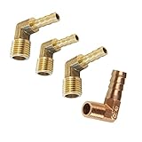 Dovewill 継手　自動車　航海　産業　商業用　真鍮　黄銅製　90度　雄エルボー　バーブ付き　テールパイプ　6/8/10/12ミリメートル　4サイズ入りセット