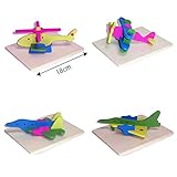 木製飛行機　４体セット　飛行機パズル　立体パズル 　戦闘機　複葉機　ヘリコプター　木のおもちゃ
