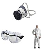 3M 防毒マスク 有機溶剤作業用マスクセット+ゴーグル&防護服付き