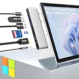 Surface Pro 9 ハブ 4K HDMI 変換アダプタ, USB-C Thunerbolt 4 (8Kビデオ+データ+100W PD充電), 2xUSB3.0, SD TFカードリーダー, 3.5 mmオーディオポート - サーフェスプロ11 ハブ トリプルディスプレイ (Surface Pro 9+HDMI+USB C) - サーフェス Pro 11/Pro 10/Pro 9
