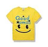 PANCY 子供服 春夏 半袖 Tシャツ 男の子 女の子 キッズ 丸い襟 おしゃれ カジュアル ファッション 個性的 5色（イエロー/120＃）