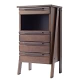 天然木アルダー材 引出し付電話台 ブラウン 5012