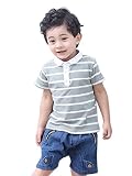 Zetoon 子供服 ボーイズ ベビー 男の子 コットン 半袖 ポロシャツ poloシャツ キッズ Tシャツ スクール ジュニア ボーダー　春 夏 小学生 制服 学生 3色展開 90 100 110 