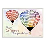 The Kids Room by Stupell "Watercolors You Are Braver Hot Air Balloons" Wall Plaque Art [並行輸入品]