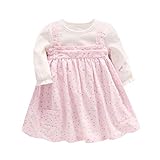 Milkiwai ベビーロンパース カバーオール 女の子 長袖ワンピース ズボンつり 春秋 コットン 部屋着 size 0-3M (ピンク)
