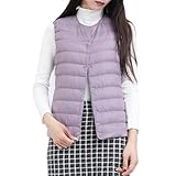 [ＰＡＦＨＬ] ダウンベスト レディース Vネック 丸首 ２WAY襟デザイン 暖かい 防寒 インナーダウンベスト ウルトラライト 薄手 防風 超軽量 カジュアル 無地 春秋冬 収納袋付き（ベージュ、M）
