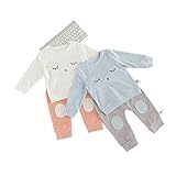 赤ちゃんの服セットかわいい人格笑顔長袖トップス+綿のズボン (80, 青+グレー)