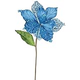 Vickerman QG161512 Magnolia with 8 Flower Head & Paper wrapped wire Stem in 6/Bag 22 Turquoise【クリスマス