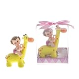 Lunaura Baby Keepsake - Set of 12 Girl Baby Holding Pacifier Sitting on Giraffe Favors - Pink by Lun