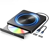 【2024新·USB3.0高速転送】CD DVDドライブ 外付け USB3.0&Type-C両用ケーブル 外付けDVDドライブ Windows/Linux/Mac OS 内蔵ケーブル 薄型 軽量ポータブル 読み出し&書き込み エラー校正 日本語取扱説明書付き「ブラック」, veeu-0522
