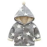 Juleyaing ベビー 男の子 厚い 星印刷 コート 新生児 子供服 コットン フード付き 保暖 防寒 長袖 ジャンプスーツs クリスマス 出産祝い ベビー服 秋冬 アウターウェア