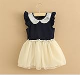 M.Z.L 子供 キッズ ドレス フラワーガール パーテイードレス 入園式 卒園式 卒業式 発表会 結婚式 プリンセスセレクション] 韓国子供服・フォーマルドレス (100cm, ネイビー)