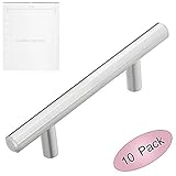 lizavo 701 – 030snサテンニッケルキャビネットハードウェアソリッドユーロスタイルTバーハンドルpull- 3 "穴centers- 10パック、ボーナスフリー簡単インストールテンプレー