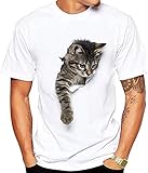 [アスペルシオ] 半袖 ねこ プリント柄 猫柄 ねこ柄 シャツ プリント ユッタリ ワンポイント クルーネック ティシャツ tシャツ 半袖tシャツ 半袖シャツ 半袖ｔ カワイイ ナチュラル カットソー 可愛い かわいい キャラクター ヨガ オモシロイ オモシロ カワリガラ ユルメ ユルイ ユトリ サラサラ シルエット 白い しろいろ しろ オフホワイト white ネコ 白色 (XL) ホワイト