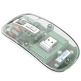 マウス ゲーミングマウス 透明 マウス 充電式マウス 無線 マウス 静音 ワイヤレスマウス RGB ゲーミングマウス 2.4G無線/ワイヤレス/Bluetooth 3 対応 ゲーミングマウス ワイヤレス マウス オフィス/ゲーム Type-C 800-2400DPI 5キー タブレット/PC/携帯電話対応 ゲーミングマウス (グリーン)