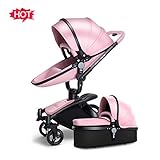 (Newox) ベビーカー 両対面ベビーカー ハイシートベビーカー 座椅子360度回転可能 対面押す可能 エッグデザイン座椅子 上質PU素材 飛行機用アルミニウム合金フレーム 独立揺りかご付き 手ブレ