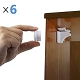 Noねじ6磁気キャビネットロック – 2マグネットキー:ロックAway危険安全キッチン、バスルーム&ベッドルームキャビネットfor Kids保護。Baby Proof引き出しの安全子。Noドリルインス