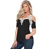 aimtoppyエレガントシャツLady Girlsサマービーチファッションセクシーな印刷レースオフ肩ブラウストップス xl ブラック AIMTOPPY