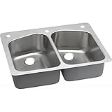 Elkay DPXSR233222L 18 Gauge Stainless Steel Double Bowl Dual/Universal Mount Kitchen Sink, 33 x 22 x