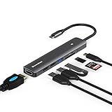 7in1ドッキングステーションtype-cドッキングステーションUSB 3.0スプリッタUSB 3.0 Type-C - HD アダプター4K/30Hz USB C ハブ type-cハブ USB 3.0 USB 2.0 TF SD リーダー スロット PD 3.0 100W USBタイプＣ 高速充電快速充電 小型 タイプC変換アダプターfor MacBook Pro/ Air USB C スプリッター用ミニドッキングステーション 線長: 10cm (B)