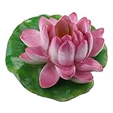 F Fityle 素晴らしい　人工　蓮の花弁　浮き　池の装飾　花　水植物装飾 樹脂　現実的　多色　全３サイズ - M（ピンク）