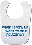 Baby bib with When I grow up I want to be a Policeman by Bibble Dribble