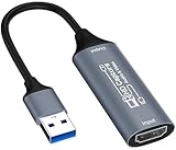 キャプチャーボード switch対応 USB HDMI 変換アダプタ HD画質1080P/4Kパススルー機能 HDMI ビデオキャプチャー ゲーム/ビデオ録画/ライブ配信用キャプチャー ボード 電源不要 小型軽量 低遅延 PS5/PS4/PS3/PC用録画サポート Windows/Linux/OBS/Potplayer/YouTube 対応