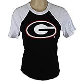 Georgia Bulldogs公式NCAA 3 / 4スリーブラグランTee W /ロゴクルーネックM by Glitterギア