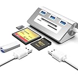 JUSANKO USB3.0 マルチカードリーダー 6-in-1 USB HUB USB 3.0ハブ 高速ポート付き CF、SD、SDXC、SDHC、MicroSD、MMC、M2 メモリーカードリーダー Mac Pro iMac MacBook ノー