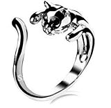 SODIALR猫形の金属製指輪調節可能