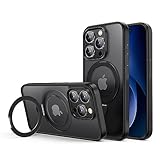 UGREEN iPhone 15 Pro ケース MagSafe対応 丸型スタンド ワイヤレス充電 米軍MIL耐衝撃 半透明 ブラック