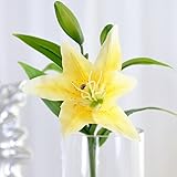 etbotu PVCリアルタッチLily Flowers Bouquet人工ホームデコレーションウェディングデコレーション1 Pcak イエロー LXMjf-0611home-F652D64137