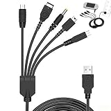 Mirhua 5 in 1 USB 充電ケーブル ブラック ニンテンドー New 3DS(XL/LL), 3DS(XL/LL), 2DS, DSi(XL/LL), GBA SP, Wii U, PSP 1000/2000/3000に対応充電ケーブル （115cm）