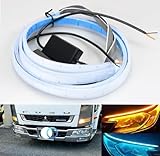 スーパーブライト 24V 流れるウィンカー LED トラック テープライト シーケンシャル ウインカー デイライト シーケンシャルウインカー LEDテープ 60cm 防水 2本セット (アイスブルー×アンバー)