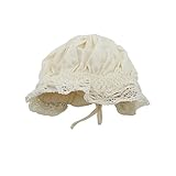 キュートベビーキッズガールズプリンセスキャップレースかぎ針編みソフトコットンBonnetビーニーサンハット(ベージュ)