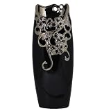 Essential D?cor Entrada Collection Ceramic Vase, 20.5-Inch, Black [並行輸入品]