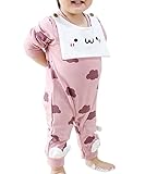 ベビー服 よだれかけ ビブ 二点セット 女の子 男の子 ロンパース 新生児 赤ちゃん ボディースーツ 肌着 出産祝い 子供服 綿 長袖 七五三 カバーオール 顔文字 スタイ (80cm, 2ピンク)