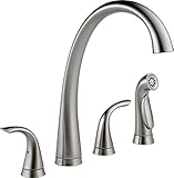 Delta Faucet 2480-AR-DST Pillar Two Handle Widespread Kitchen Faucet with Spray, Arctic Stainless [並