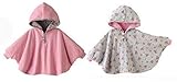 （WE●LOVE）2Way ポンチョ フード 付き パーカー　キッズ ベビー　出産祝い プレゼント 誕生日 ギフト 男女兼用 (95-100, ピンク×グレー)