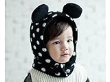 ベビー 赤ちゃん 帽子 フリース やわらかい かわいい マウス 耳つき ドット 水玉柄 防寒